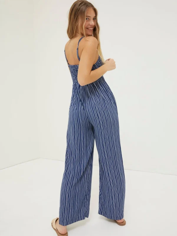 Blue Alex Twist Stripe Jumpsuit