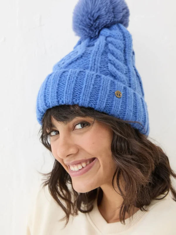 Blue Billie Cable Bobble Beanie