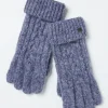 Blue Cable Knit Gloves