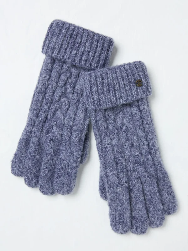 Blue Cable Knit Gloves