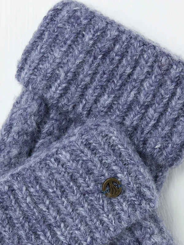 Blue Cable Knit Gloves