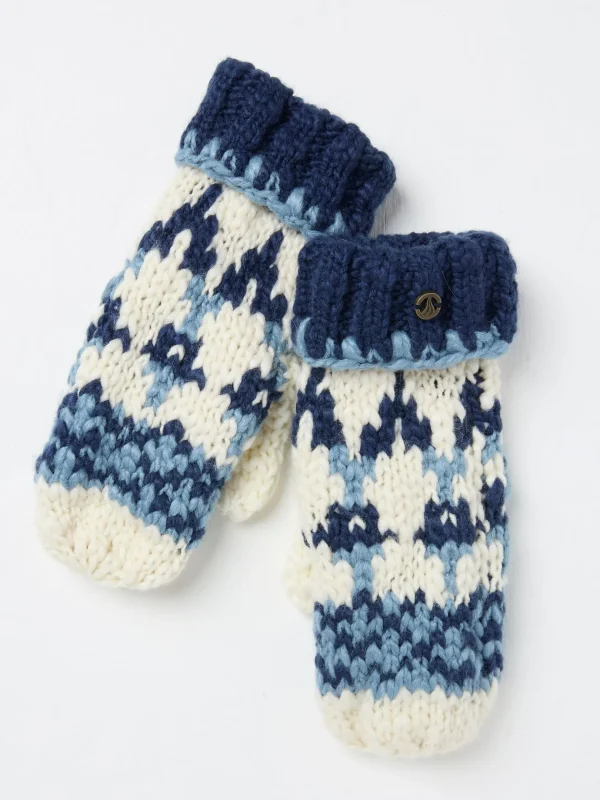 Blue Chunky Knit Mittens