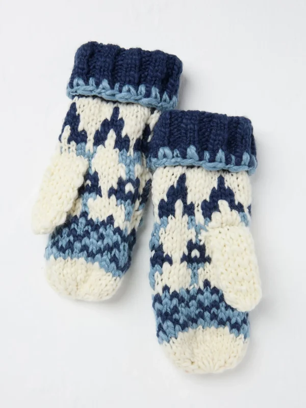 Blue Chunky Knit Mittens