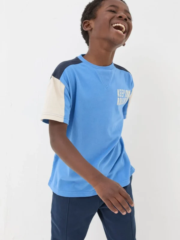 Blue Colourblock Jersey T-Shirt