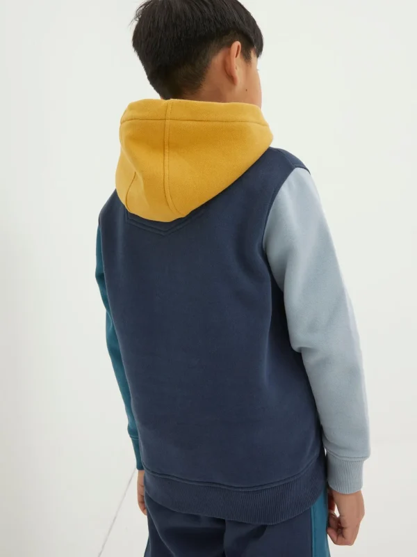 Blue Colourblock Popover Hoodie