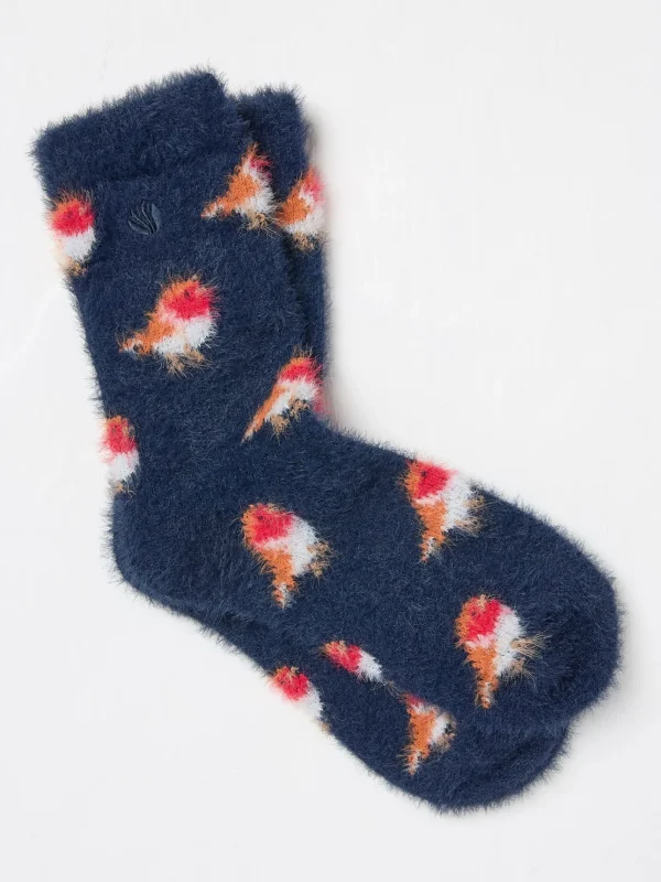 Blue Cosy Robin Socks