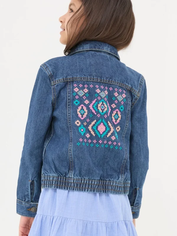 Blue Embroidered Denim Jacket