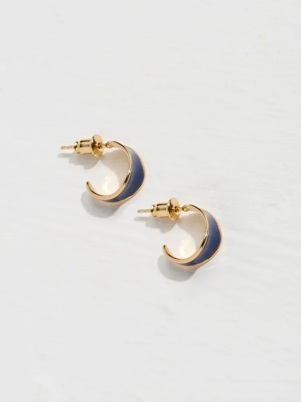 Blue Enamel Huggy Hoops