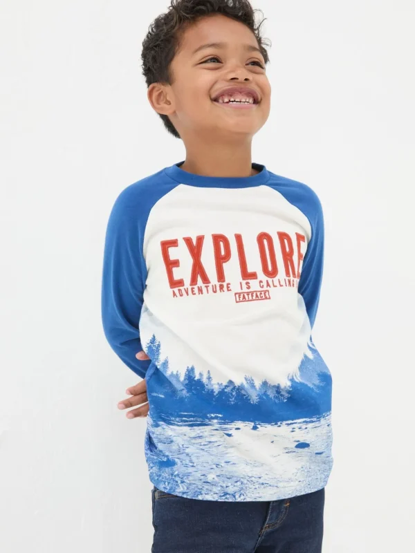 Blue Explore Graphic T Shirt