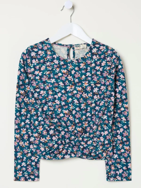 Blue Floral Knot T Shirt