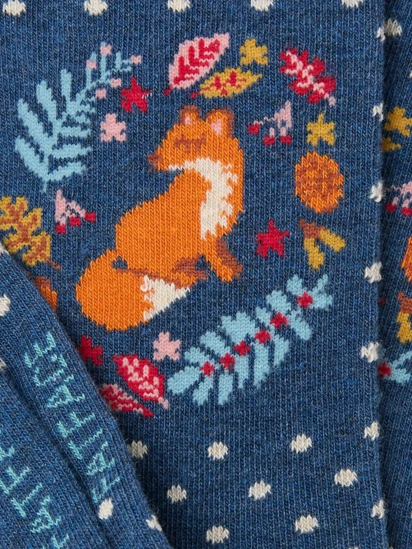 Blue Fox Wreath Women's Socks 1 Pack (size 4-7)