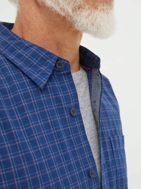 Blue Grays Grid Check Shirt