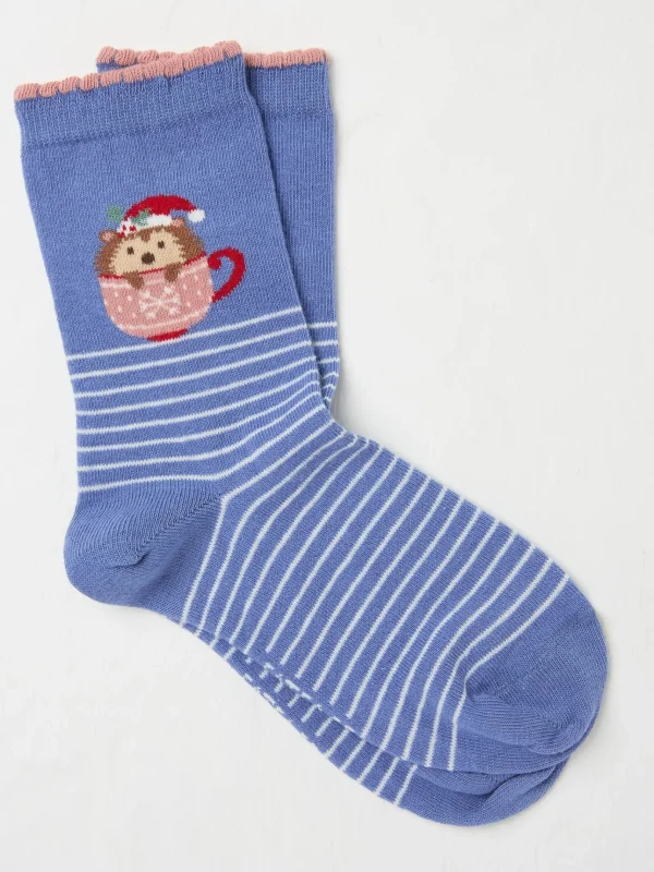 Blue Hedgehog Mug Womens Socks 1 Pack