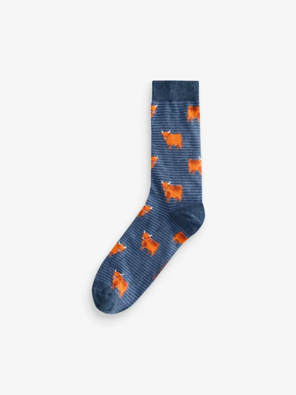 Blue Highland Cow Socks