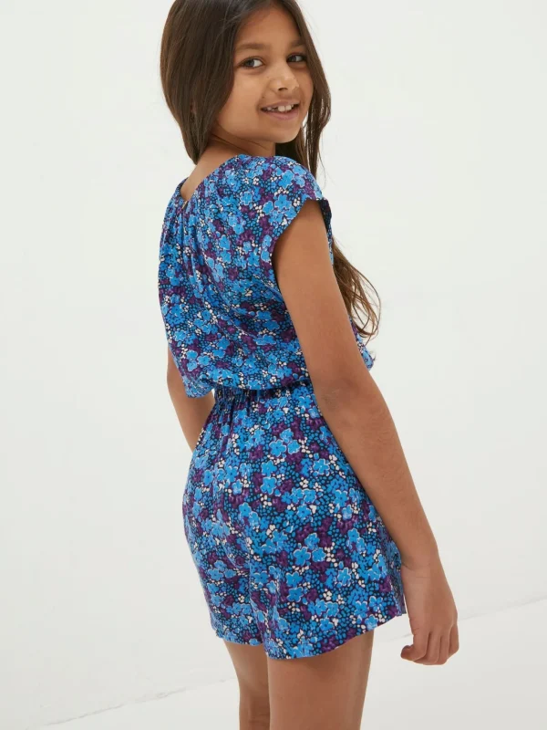 Blue Ink Floral Printed Playsuit