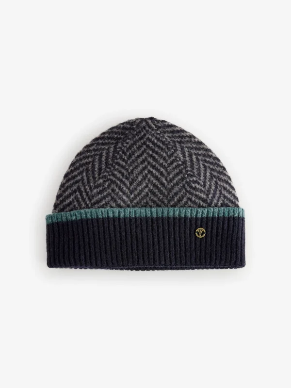 Blue Lambswool Beanie Hat