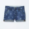 Blue Laser Print Denim Shorts