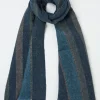 Blue Marl Woven Stripe Scarf