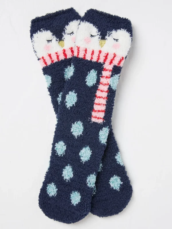 Blue Navy Cosy Penguin Socks