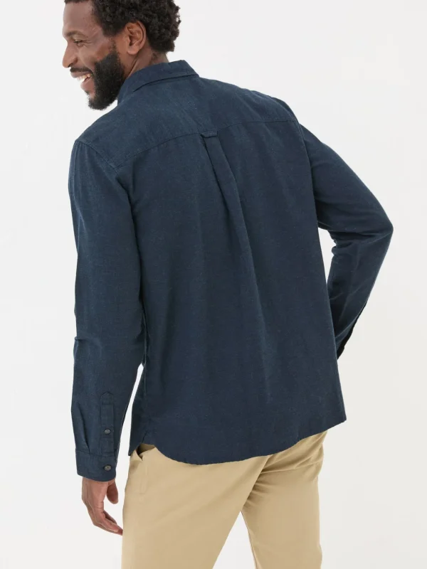 Blue Navy Long Sleeve Oxlow Plain 100% Cotton Shirt