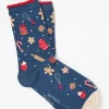 Blue Navy Womens Christmas Baking Socks 1 Pack