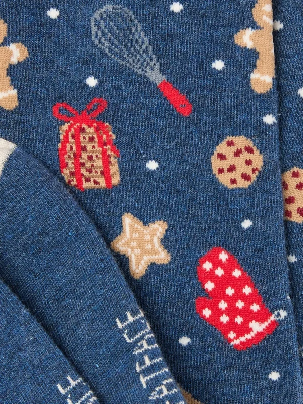 Blue Navy Womens Christmas Baking Socks 1 Pack