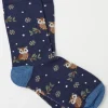 Blue Navy Womens Night Owl Socks 1 Pack