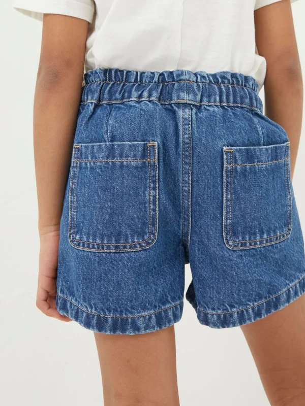 Blue Paperbag Denim Shorts