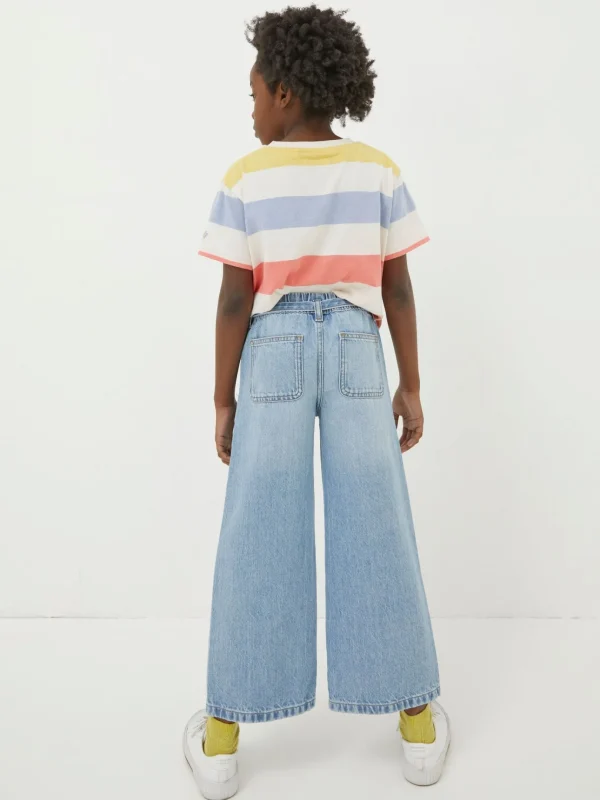 Blue Soft Denim Wide Leg Jeans