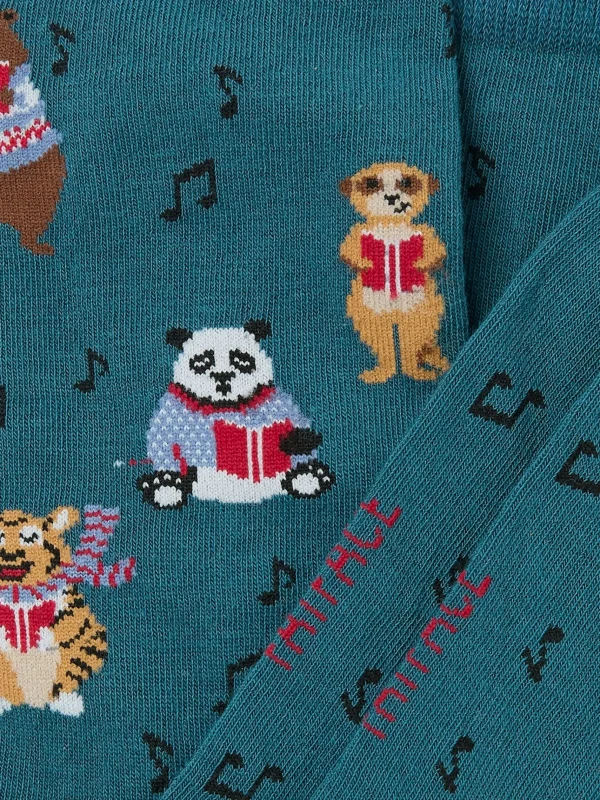 Blue Teal Singing Animals Socks