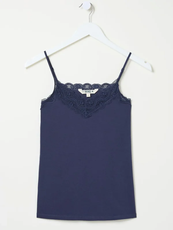 Blue V-Neck Lace Vest