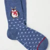 Blue Womens Fluffy Festive Penguin Socks 1 Pack