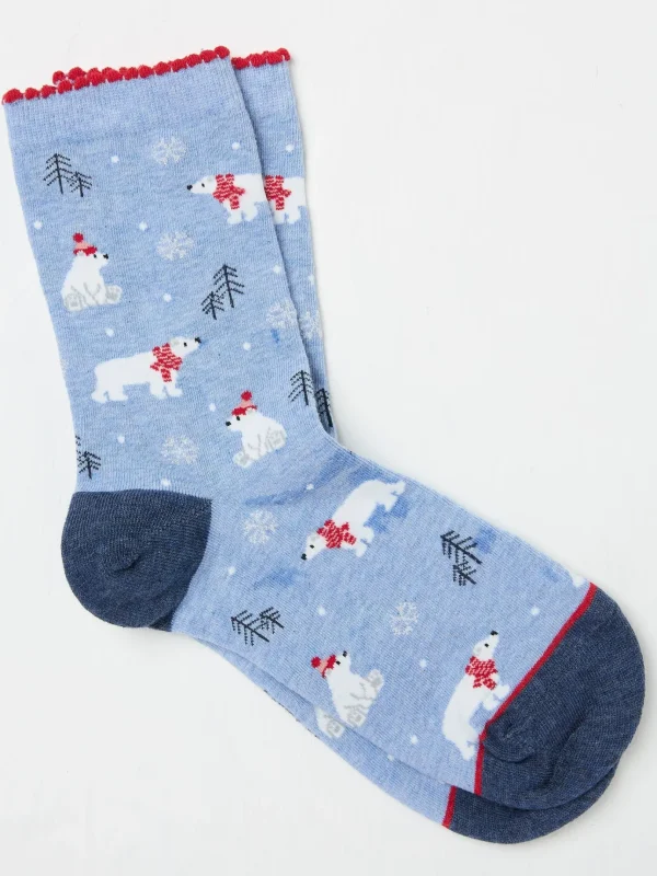 Blue Womens Polar Bear Socks 1 Packs