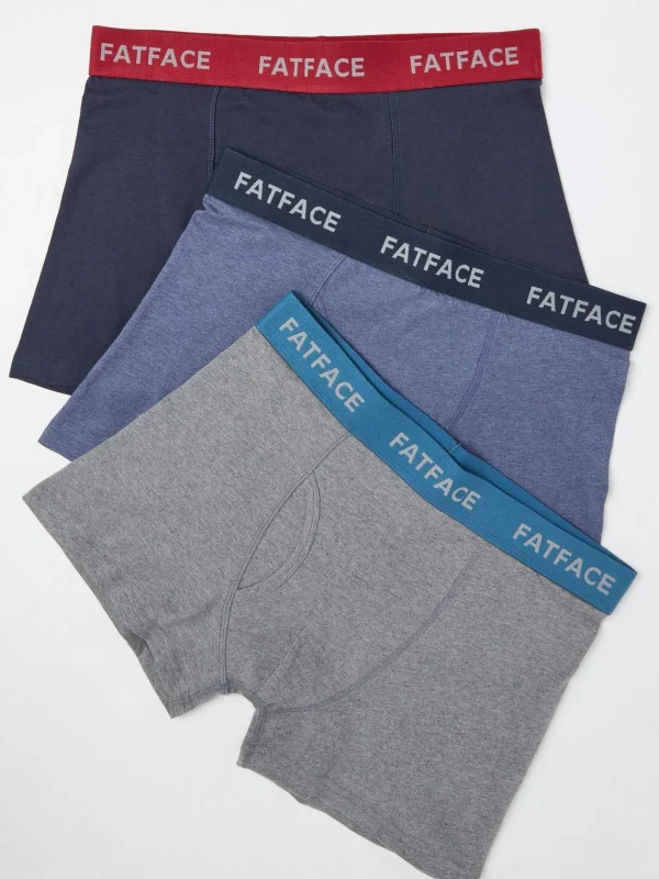 Blue/Grey Cotton Boxers 3 Pack