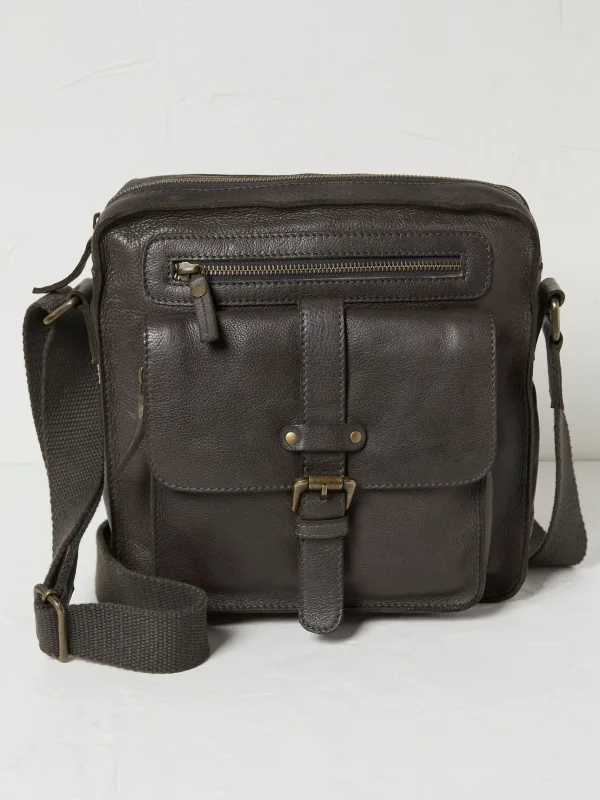 Bramdean Grey Leather Crossbody Bag