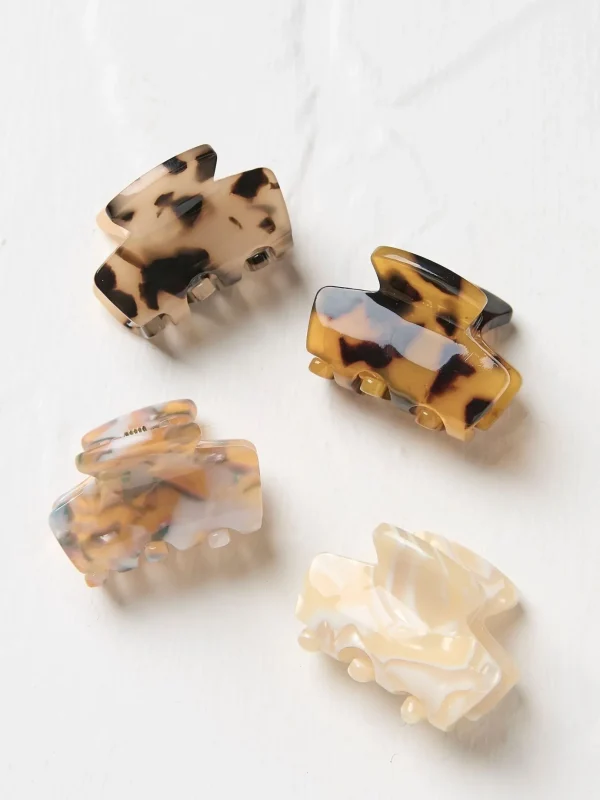 Brown 4 Pack Resin Claw Clips