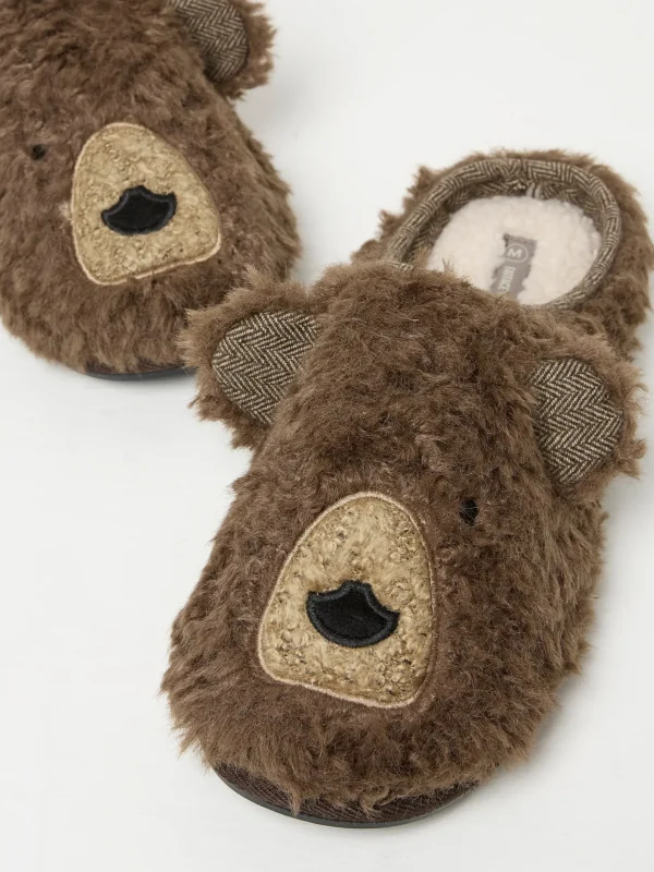 Brown Grizzly Bear Slippers