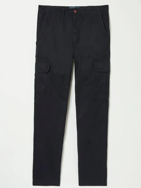 Bude Washed Black Cargo Trousers