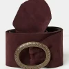 Burgundy Red Soft Wide Waist Belt