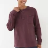 Burgundy Red Southbourne Long Sleeve Henley T-Shirt