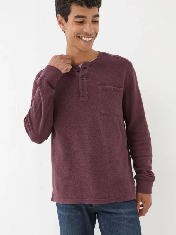 Burgundy Red Southbourne Long Sleeve Henley T-Shirt