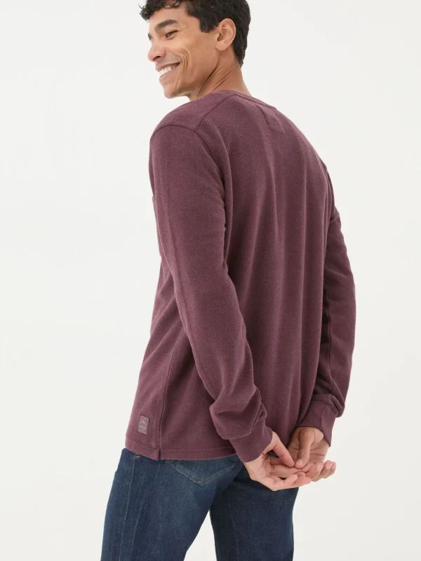 Burgundy Red Southbourne Long Sleeve Henley T-Shirt