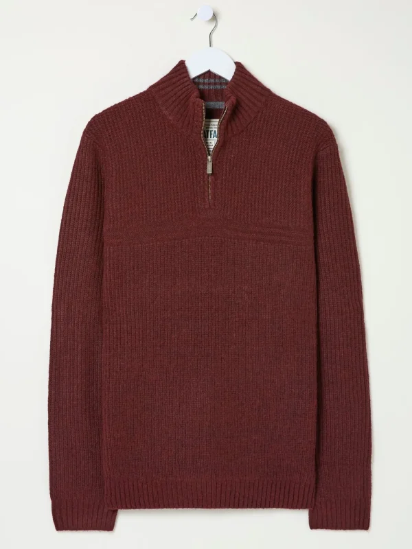 Calder Burgundy Red Half Neck Jumper