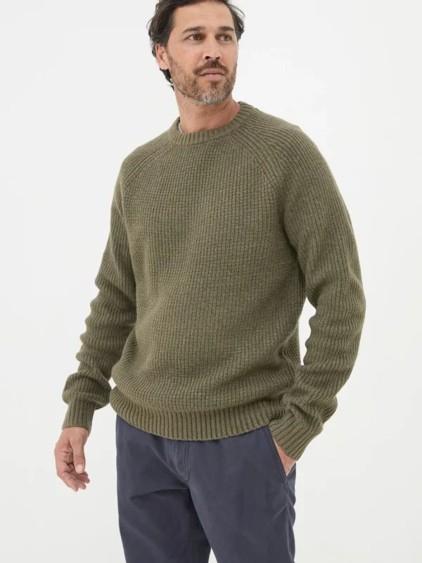 Calder Khaki Green Crew Neck Jumper