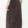 Carla Dark Brown Cord Midi Skirt