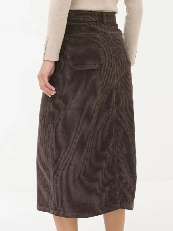 Carla Dark Brown Cord Midi Skirt