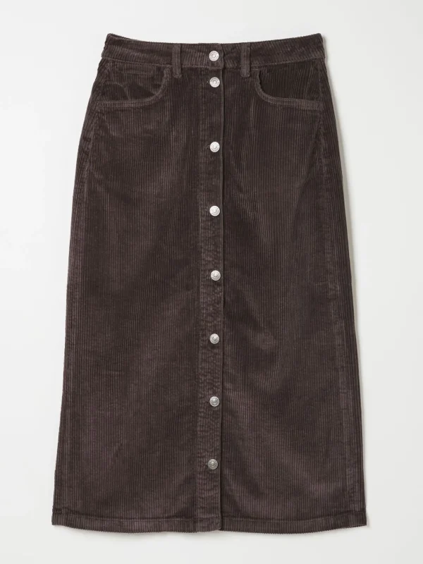 Carla Dark Brown Cord Midi Skirt