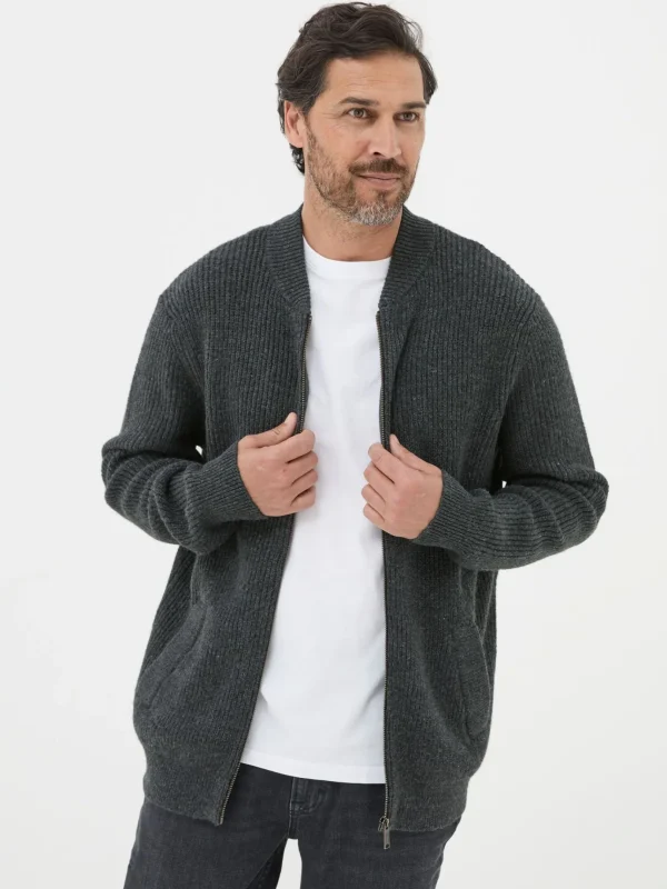 Charcoal Grey Knitted Bomber Cardigans