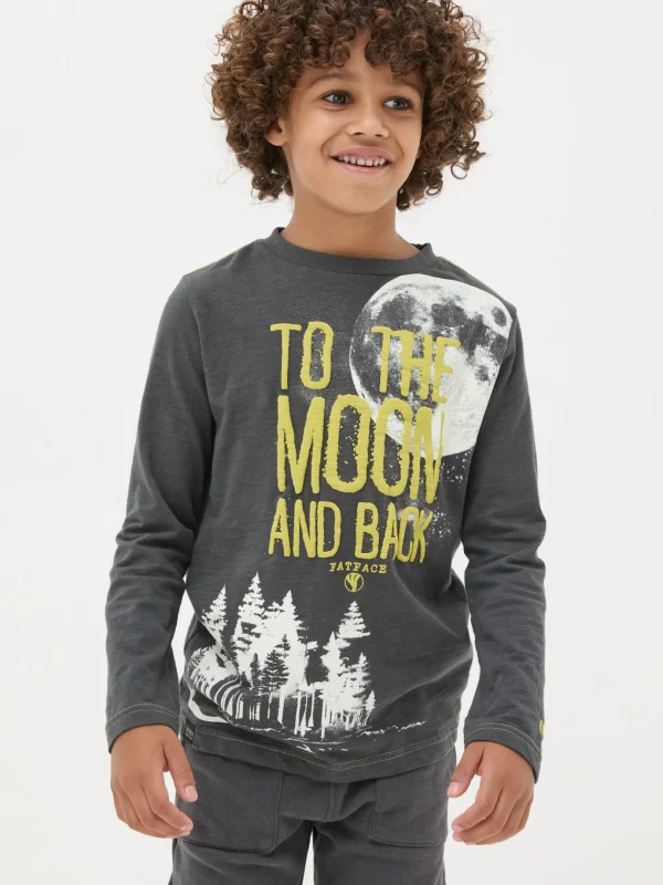 Charcoal Grey Moon Graphic T-Shirt