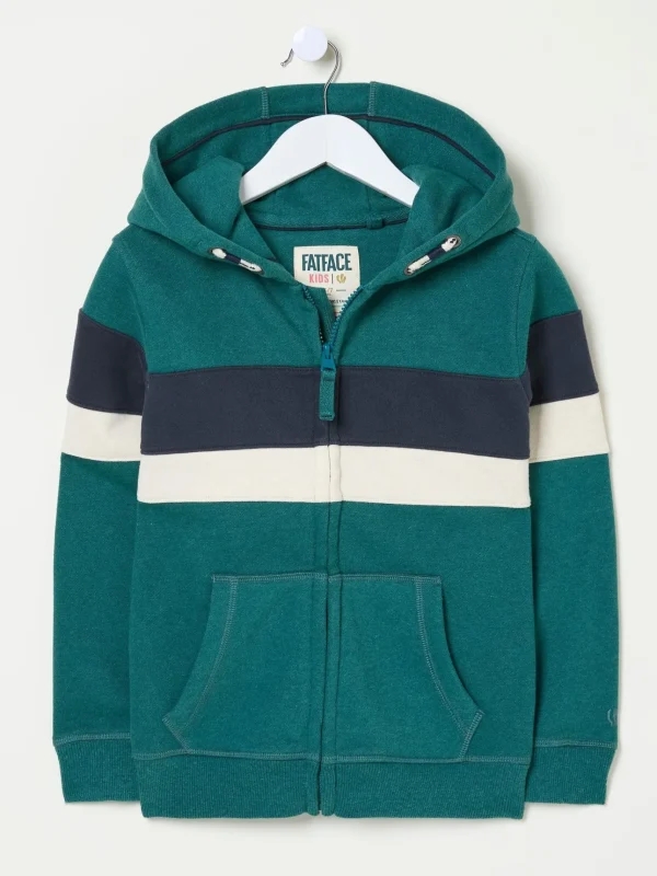 Colourblock Zip Thru Green Colourblock Zip Through Hoodie